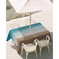 thumbnail image 3 of 60x84 Inch Outdoor Tablecloth with Umbrella Hole Zipper Rectangle Teal Brown Rectangular Tablecloths Outside Waterproof Rustic Vintage Abstract Ombre Wooden Plank Patio Table Cover for Picnic Party, 3 of 8