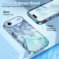 thumbnail image 2 of CASEFIV Compatible with iPhone Air Case 6.5 Inch 2025,Marble Pattern 3 in 1 Heavy Duty Shockproof Rugged Hard PC+Soft Silicone Drop Protective Women Girls Phone Cases for iPhone 17 Air,Blue Cyan, 2 of 7