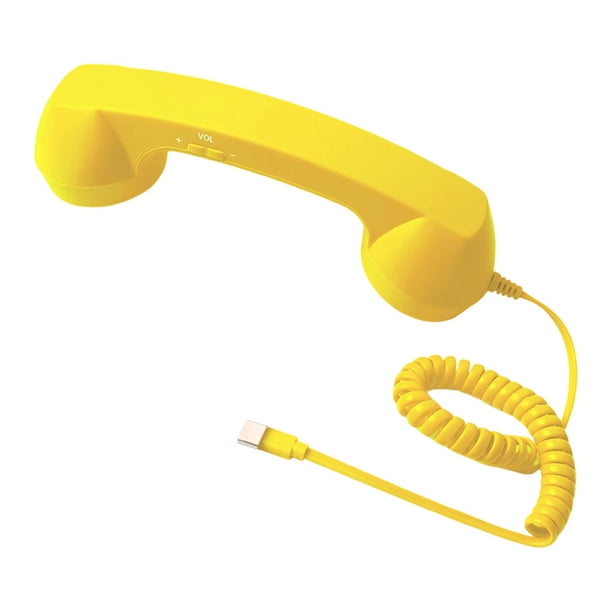 Teléfono retro con cable y receptor de volumen ajustable, moderno, tipo C Amarillo