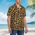 thumbnail image 3 of Fuzoiu Gold Glitter Leopard Print Hawaiian Shirt for Men, Summer Beach Casual Short Sleeve Button Down Shirts, Men’s Beach Summer Shirts with Pocket,3X-Large, 3 of 7