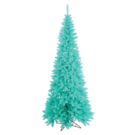 Vickerman 10' Aqua Fir Slim Artificial Christmas Tree, Aqua Dura-lit LED Lights, Seasonal Indoor Home Decor
