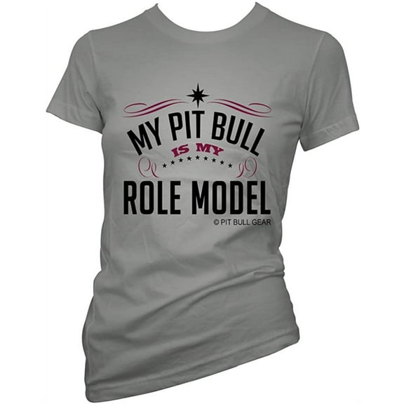 My Pit Bull Is My Role Model Women Fitted T-Shirt Pitbull Accessories Pit Bull Mom (Small)