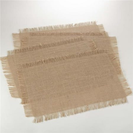 

SARO JU209.N1319B 13 x 19 in. Mari Sati Rectangular Fringed Jute Design Placemat - Natural Set of 4