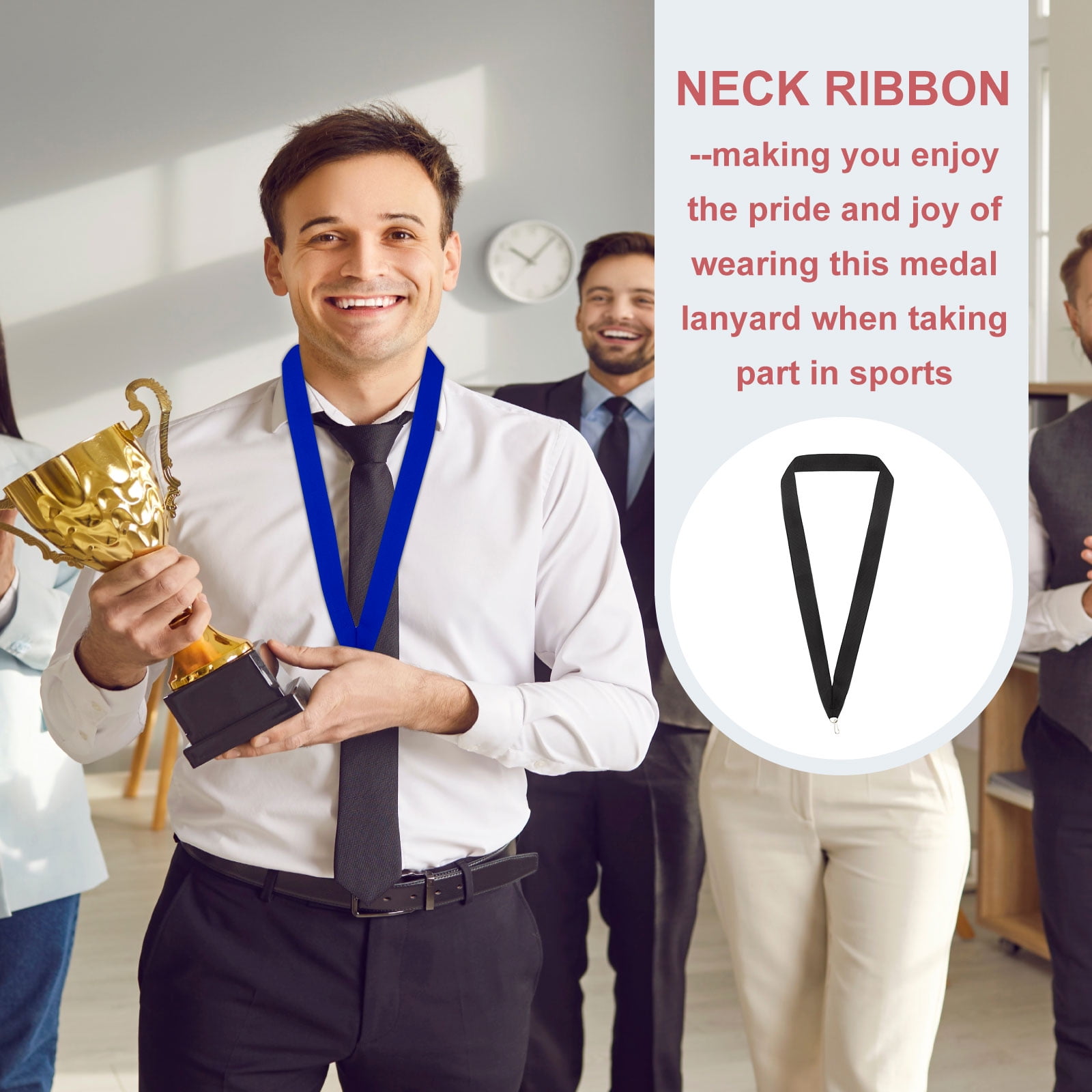 Uxcell 50Pcs Award Neck Ribbons with Snap Clip Medal Lanyards Black