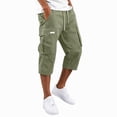 thumbnail image 2 of Zimjoy Cargo Shorts for Men Loose Fit Stretch Lightweight Elastic Waist Below The Knee Bermuda Casual Outdoor Work Shorts with Pockets Green L, 2 of 6