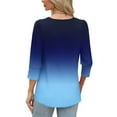 thumbnail image 4 of Ashirexll Womens Summer Tops, Short Sleeve Shirts for Women, Fashion Printed Round Neck Button 3/4 Sleeve Blouse, 4 of 7
