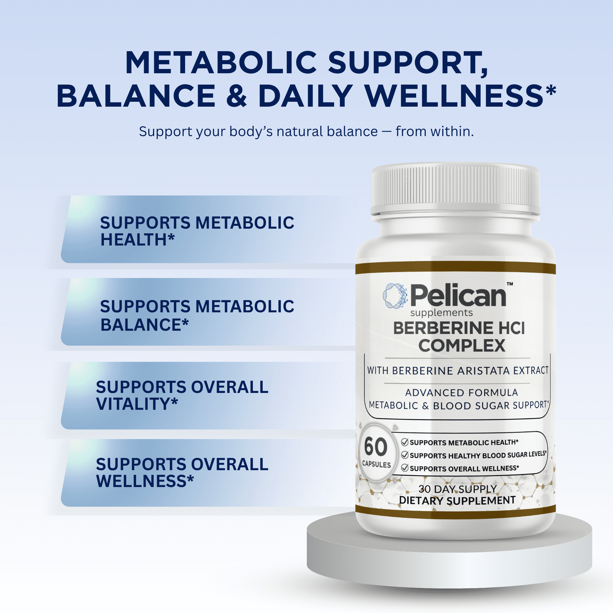 Pelican Berberine HCl Complex – Advanced Metabolic Support Formula – 60 Capsules