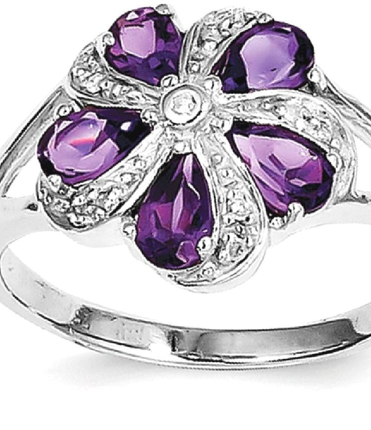 925 Sterling Silver Purple Amethyst Diamond Band Ring Stone Gemstone Fine Jewelry For Women Gifts For Her 925 Sterling Silver Purple Amethyst Diamond Band Ring Stone Gemstone Fine Jewelry For Women Gifts For Her