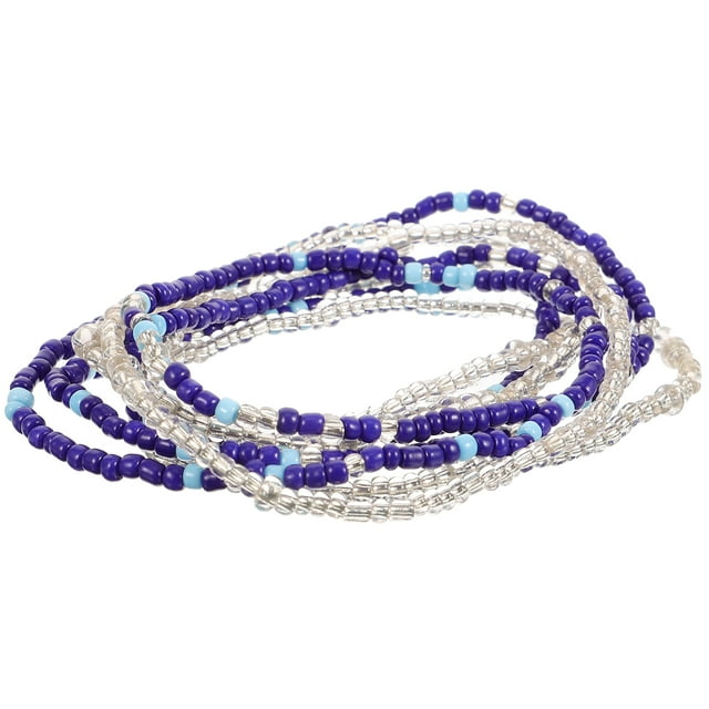 GOOHOCHY Cadenas de cintura hechas a mano con cuentas de playa, decorativas para el vientre, joyas de bikini para mujer (conjunto en azul oscuro)