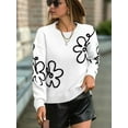 thumbnail image 4 of Women'S Casual Long Sleeve Round Neck Top Drop Shoulder Pattern Cable Knit Pullover Sweater White L, 4 of 9