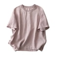 thumbnail image 2 of PNTUTB Summer Women's Solid Color Casual Lightweight Breathable Round Neck Pullover Short Sleeve Tops, 2 of 6