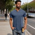 thumbnail image 6 of Qwertyu Mens Henley Lightweight Shirts Short Sleeve Casual Cotton Button T-Shirts Summer Basic Tee Royal Blue XL, 6 of 6