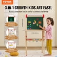 thumbnail image 2 of Caballete Art VEVOR para niños 3 en 1 de madera de doble cara con accesorios, 2 of 9