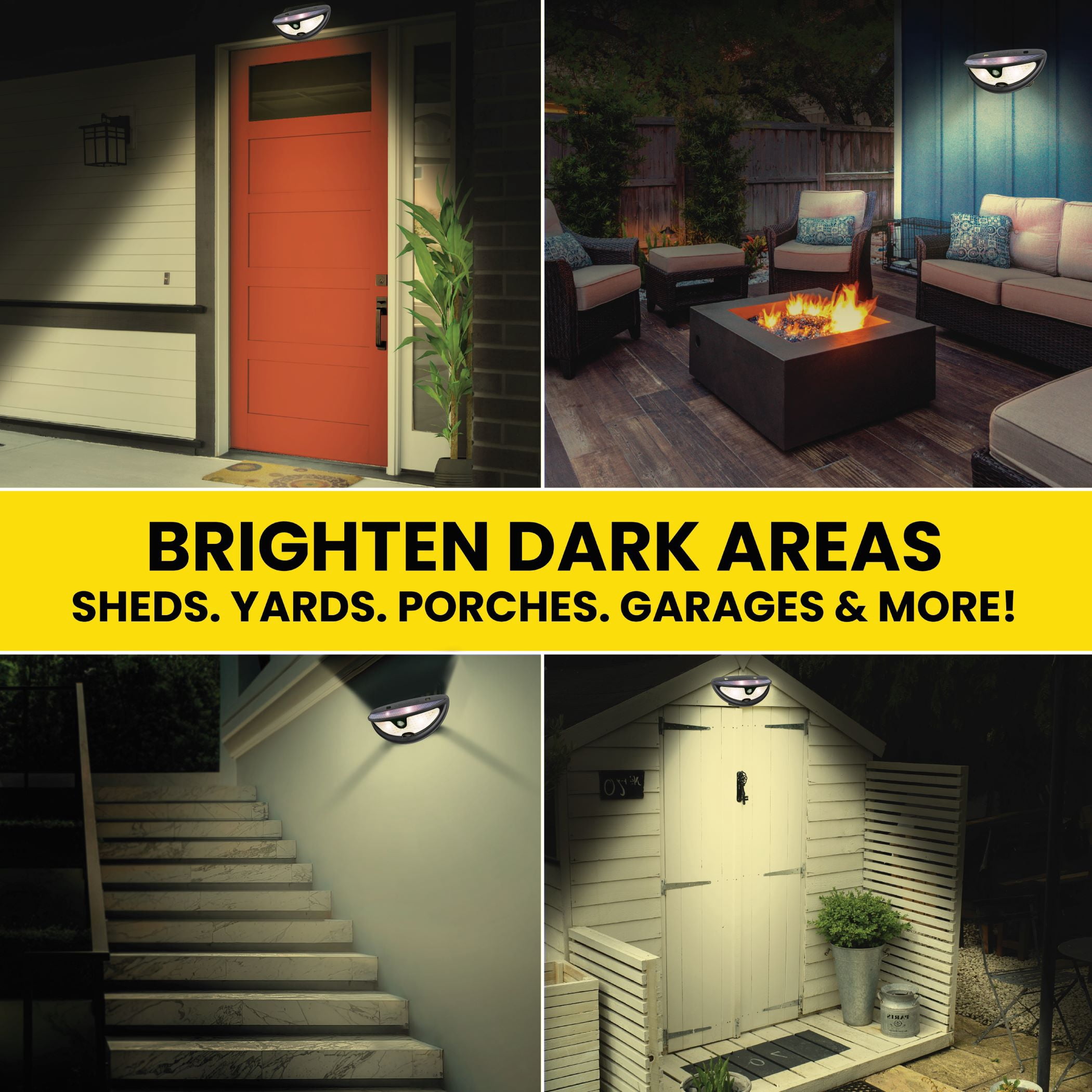 Lumières murales de sécurité extérieures Bell + Howell Bionic Wall Light Max à énergie solaire avec détection de mouvement – ensemble de 2