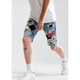 thumbnail image 2 of Embellish NYC Men's Wilder Rip & Repair Patchwork Distressed Skinny Denim Shorts (34, Indigo Blue), 2 of 7