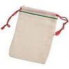 Muslin Bags with Drawstring 50 pcs - 2.75 x 4 100% Cotton - - Canvas Bags Bulk, Small Drawstring Bags, Reble Tea Bags, Jewelry Bags (Green Red Drawstring)