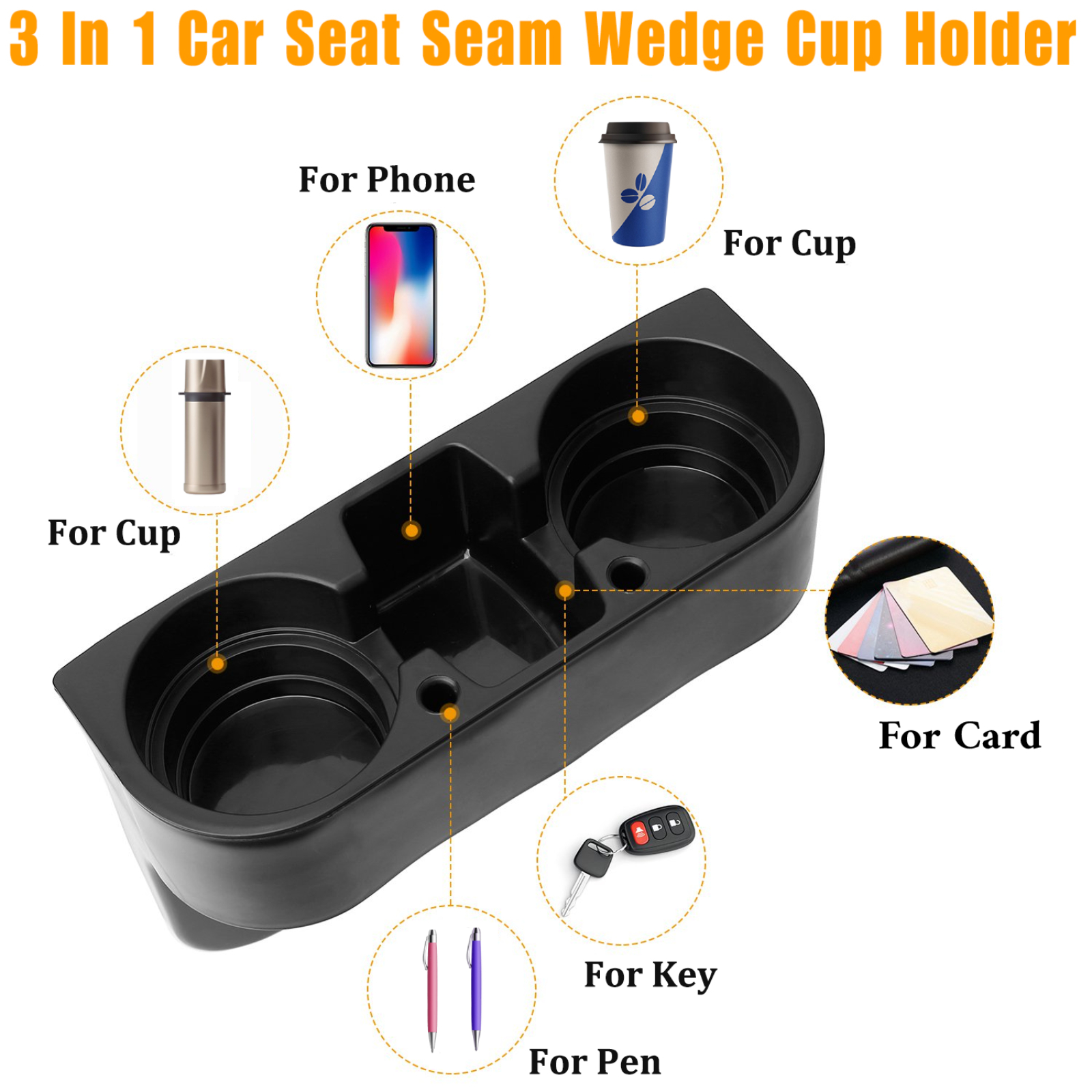 EEEkit Seat Seam Wedge Cup Holder with Storage photo 3