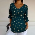 thumbnail image 4 of Endives Women's Christmas Shirt V Neck Shirt Snowflake Printed 3/4 Sleeve T Shirt, 4 of 6