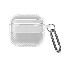 ELEHOLD for Airpods 4th Gen 2024 Case,Carbon Fiber Pattern Electroplated Women Men Shockproof Full Body Protective Cover with Ring Buckle for Airpods 4th Gen 2024,Clear