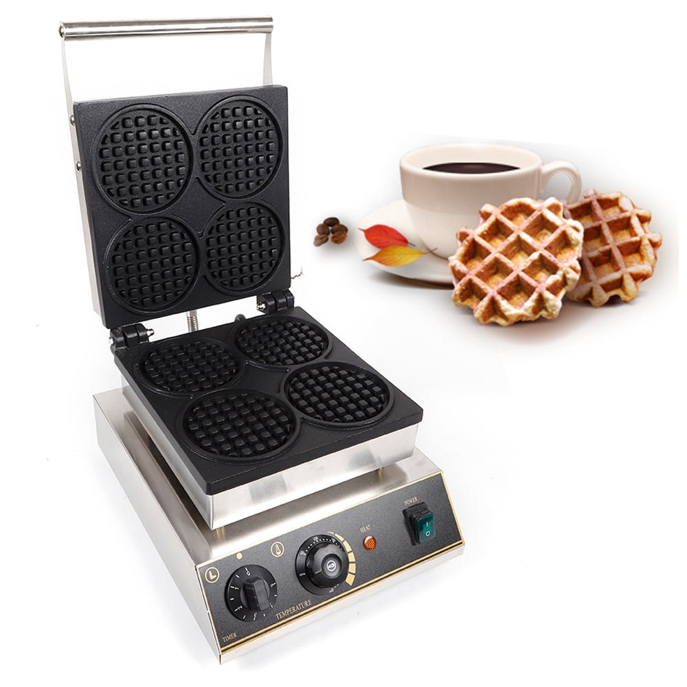 Vintoro 1750W 110V Commercial Electric Waffle Maker, Stainless Steel Non-stick Waffle Machine, 50-300℃