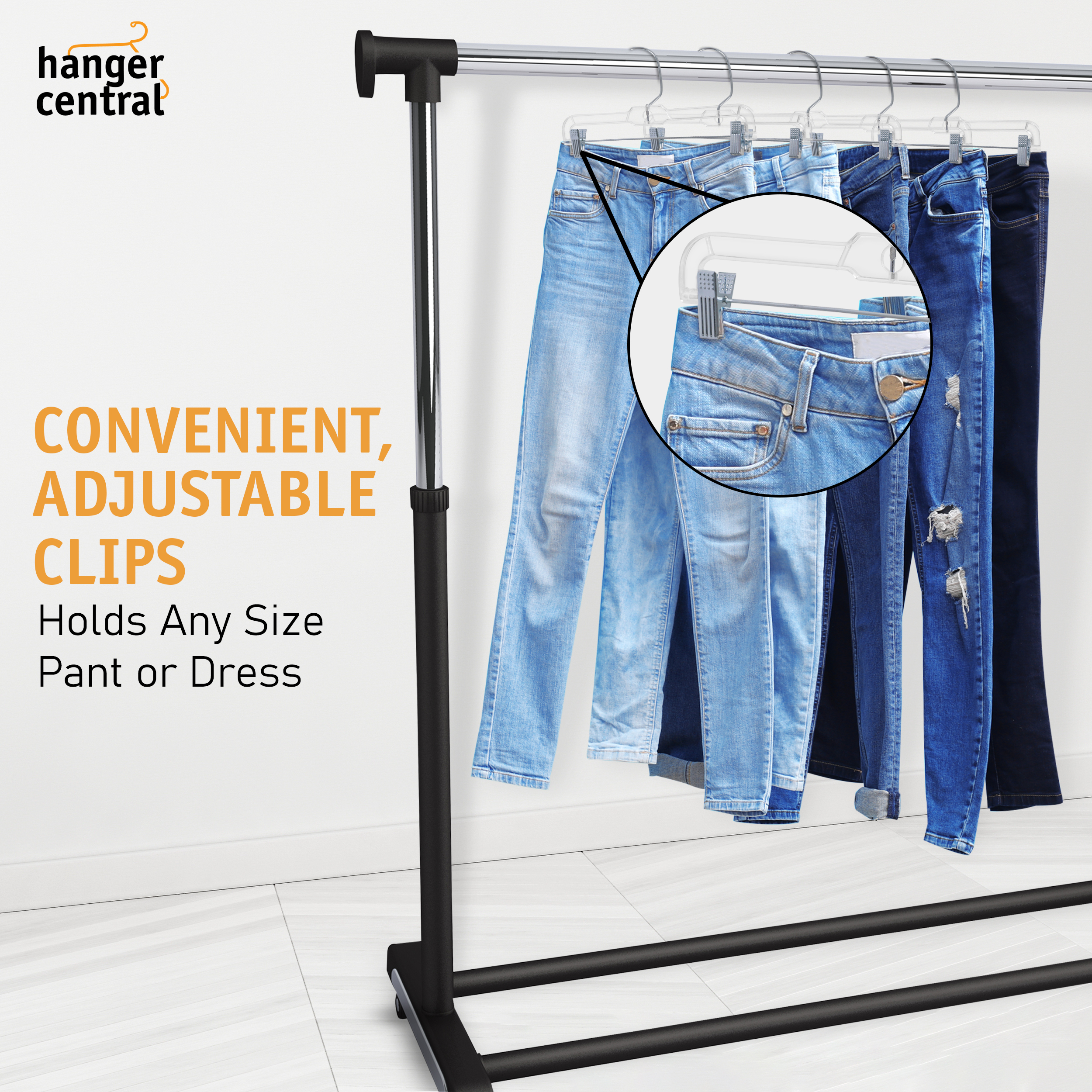 Hanger Central Clear Skirt Hangers with Adjustable Clips, 12-Pack photo 6