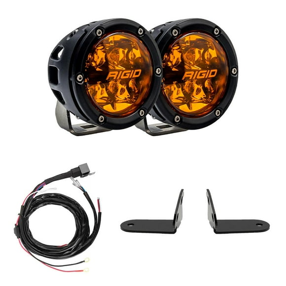Rigid Lighting Driving/Fog Light 41652 Driving/Fog Light; Revolve; LED Bulb; 4 Amber Bulb; 22 Watt Bulb; 1.4 Amp Draw At 14 Volt; Broad Spot Beam; 2106 Lumens; Clear Lens; Black Housing