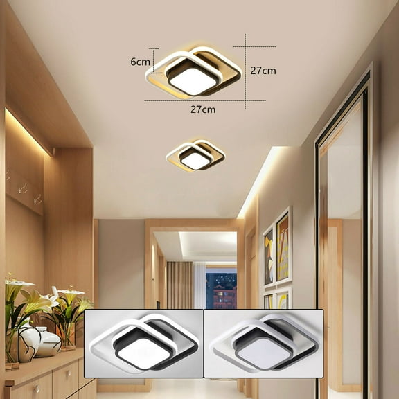 110V 21W Acrylic Square Ceiling Light 10.63*10.63*2.36in for Bathrooms, Hallways, Entrances, Porches, Mudrooms