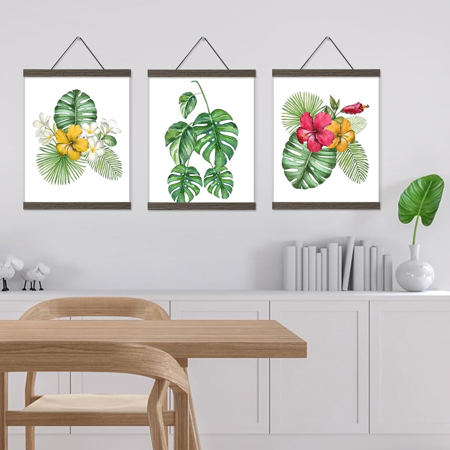 RGHJAR-16x20 16x24 Poster Frame, Magnetic Light Wood Wooden Frame Frames Hanger for Photo Picture Canvas Artwork Wall Hanging (3 Pack, 16", Brown)