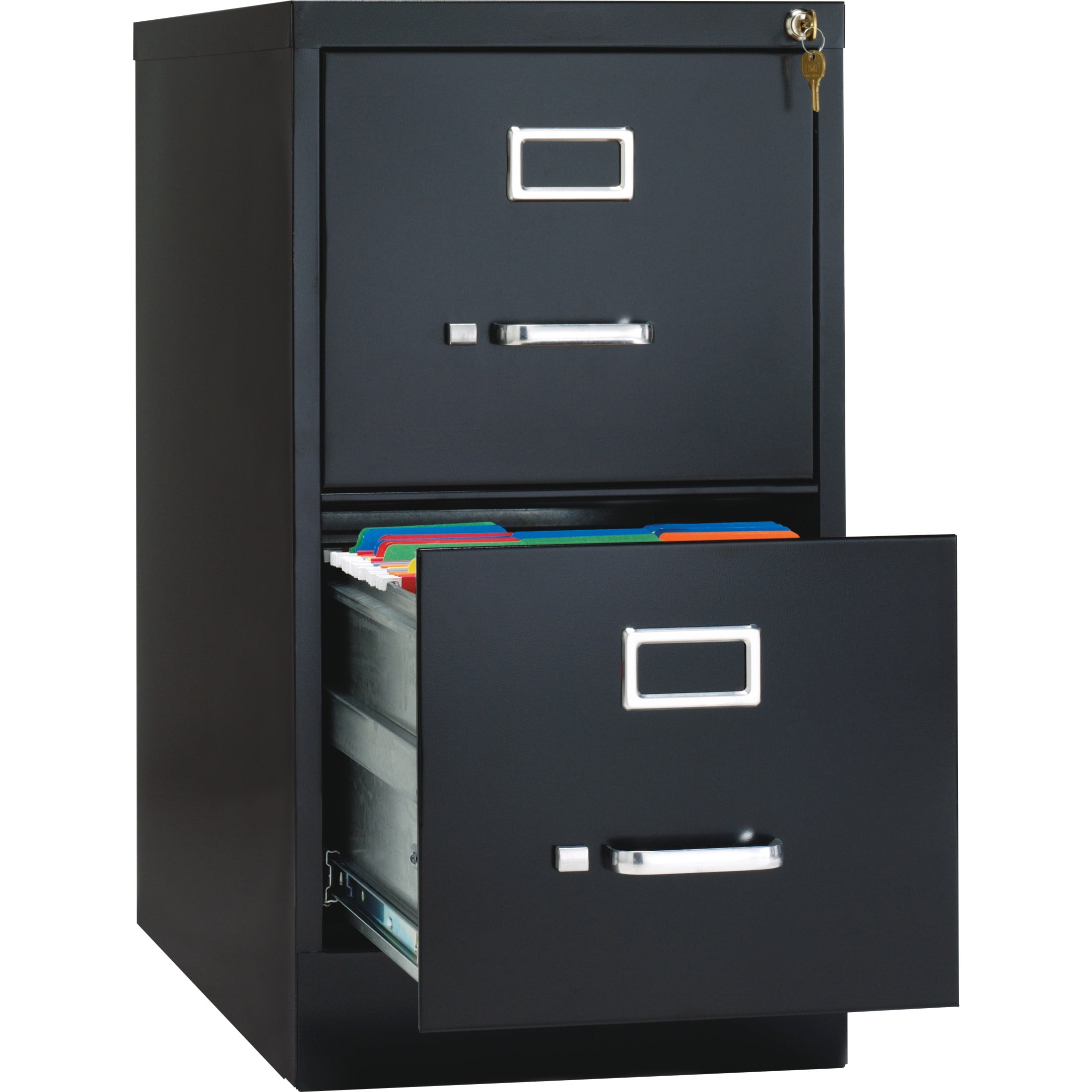 Hirsh 2 Drawer Letter Locking Metal Vertical File Cabinet, 26.5" Deep, Black