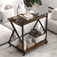 thumbnail image 1 of Costway Rolling Computer Desk, 32” Laptop Desk with Charging Station & Monitor Shelf Rustic Brown, 1 of 10