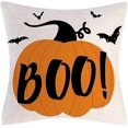 thumbnail image 3 of Juego de 4 fundas de almohada con decoraciones de Halloween, fundas de almohada decorativas con diseño de truco o trato de Happy Halloween, 18x18 pulgadas, 3 of 5