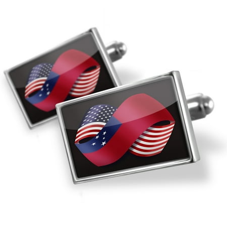 Cufflinks Friendship Flags USA and Samoa - NEONBLOND