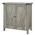 thumbnail image 4 of Farmhouse Accent Sideboard Buffet Cabinet – Doors & Shelves – Rattan Style Entryway Storage Console – Perfect for Kitchen, Dining, Living Room – Grey, 76x40x80cm, 4 of 8
