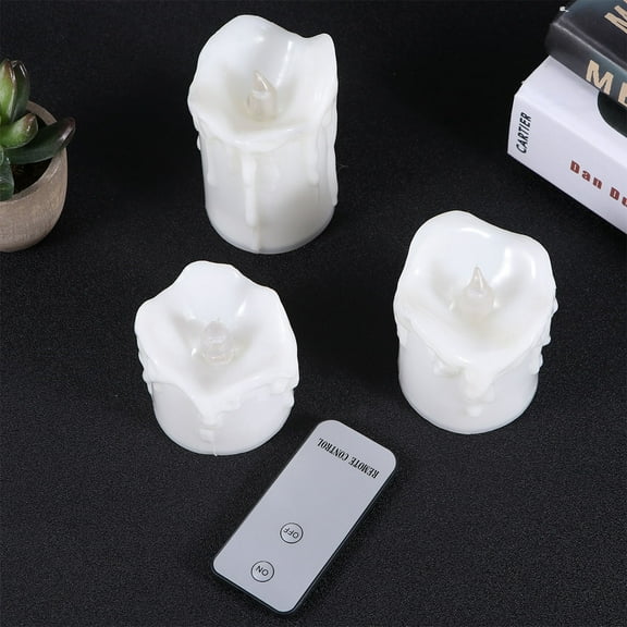 HEALEEP 3Pcs Rechargeable Flameless Candles Flickering Moving for Decoration Light in Various Occasions