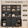 thumbnail image 3 of Aiho Kitchen Pantry Cabinet with Countertop Kitchen Hutch Storage Cabinet 71" Tall Pantry Coffee Bar with Storage, Modern Kitchen Hutch with Microwave Stand for Dining Room, Kitchen - Black, 3 of 7