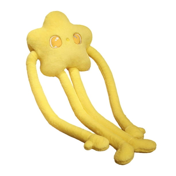 Muñeco de estrella de piernas largas, lindo animal de peluche de dibujos animados, almohada decorativa para piernas de 120 cm de largo. Amarillo