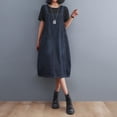 thumbnail image 3 of WILLBEST Robes Moomoo pour Femmes Robe Chemise en Denim Décontractée et Surdimensionnée avec Sac à Dos et Style Rétro, 3 of 6