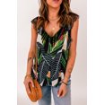 thumbnail image 2 of ABPHQTO Camiseta sin mangas con hombros descubiertos y encaje con estampado de hojas para mujer, 2 of 5