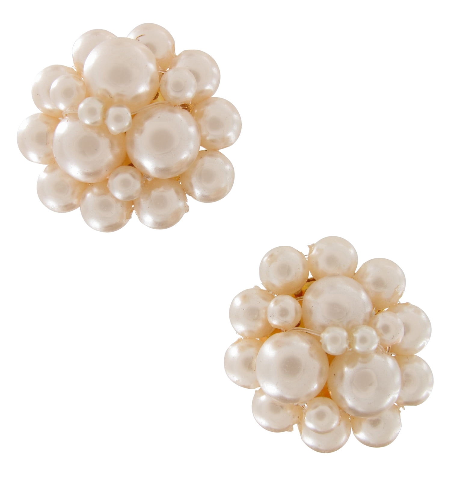 Imitation Pearl Cluster Flower Simple Post Stud Drop Dangle Earrings