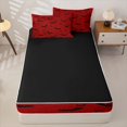 thumbnail image 4 of Homewish Bold Halloween Bat Zipper Twin Comforter Sets with Fitted Sheet and 2 Pillowcases,Moon Pattern Zipper Bedding Set,Scarlet Black,Black Reversible,4 Pieces, 4 of 7