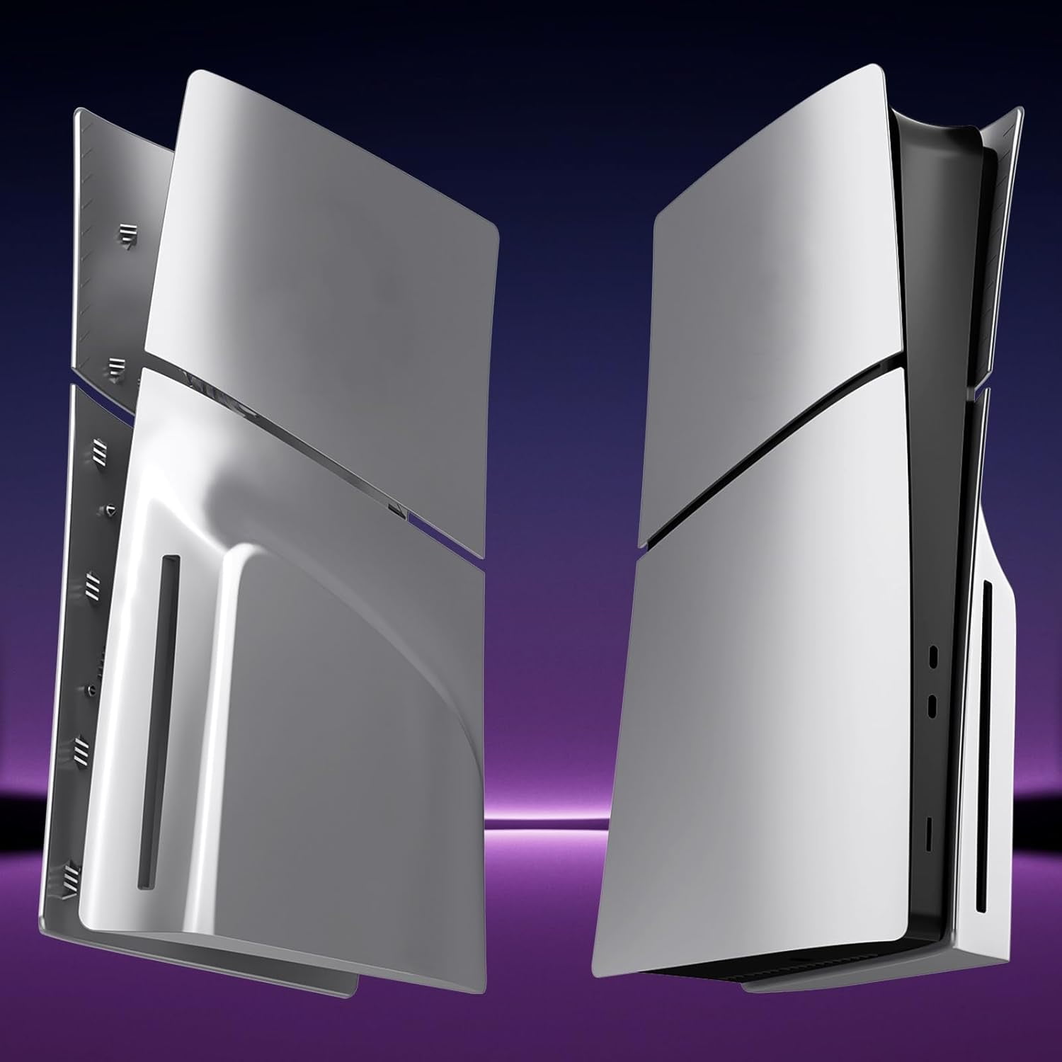 Slim Disc Edition Cover Plates for PS5 Slim Console, Shell Panels Compatible with PlayStation 5 Slim Accessories Protective Replacement Faceplate (Silver)