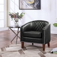 thumbnail image 4 of TrumanPick Barrel Accent Chair Faux Leather Studded Club Chair Bucket Arm Chair, Black, 4 of 8