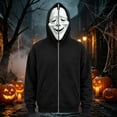 thumbnail image 2 of Horror Ghost Face Full Zip Hooded Sweatshirt, Novelty Masked Hood Activewear Apparel for Adults Halloween Cosplay, 2 of 5