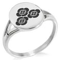 thumbnail image 1 of Stainless Steel Asakura Samurai Crest Minimalist Oval Top Polished Statement Signet Ring, 1 of 1