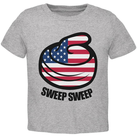 Winter Sports Flag Curling Sweep Sweep USA Toddler T Shirt