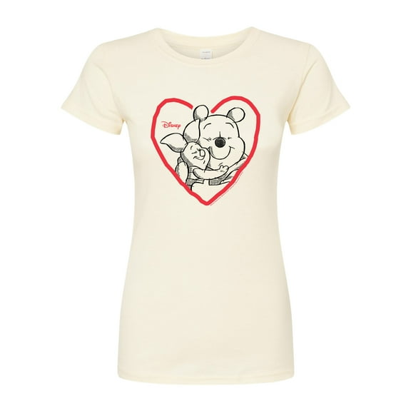 Disney - Pooh And Piglet Heart - Juniors Fitted Graphic T-Shirt
