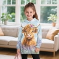thumbnail image 3 of Xoenoiee Highland Cattle Lavender Flower Print Long Hoodies Sweatshirts for Girls Teen Kids with Hooded Pullover Athletic Loose Outfits Casual Sweater Tunic Dress Tops with Pocket, 7-8 Years, 3 of 7