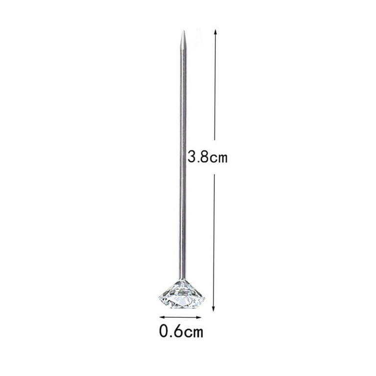 SagaSave 100Pcs Clear Head Pins Stainless Steel Diamond Needle for Floral  Arranging Decoration 