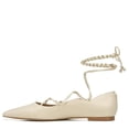 thumbnail image 3 of Sam Edelman Winslet Ivory Leather Lace-Up Pearl Beaded Pointed Toe Flats Shoes (IVORY, 8), 3 of 5