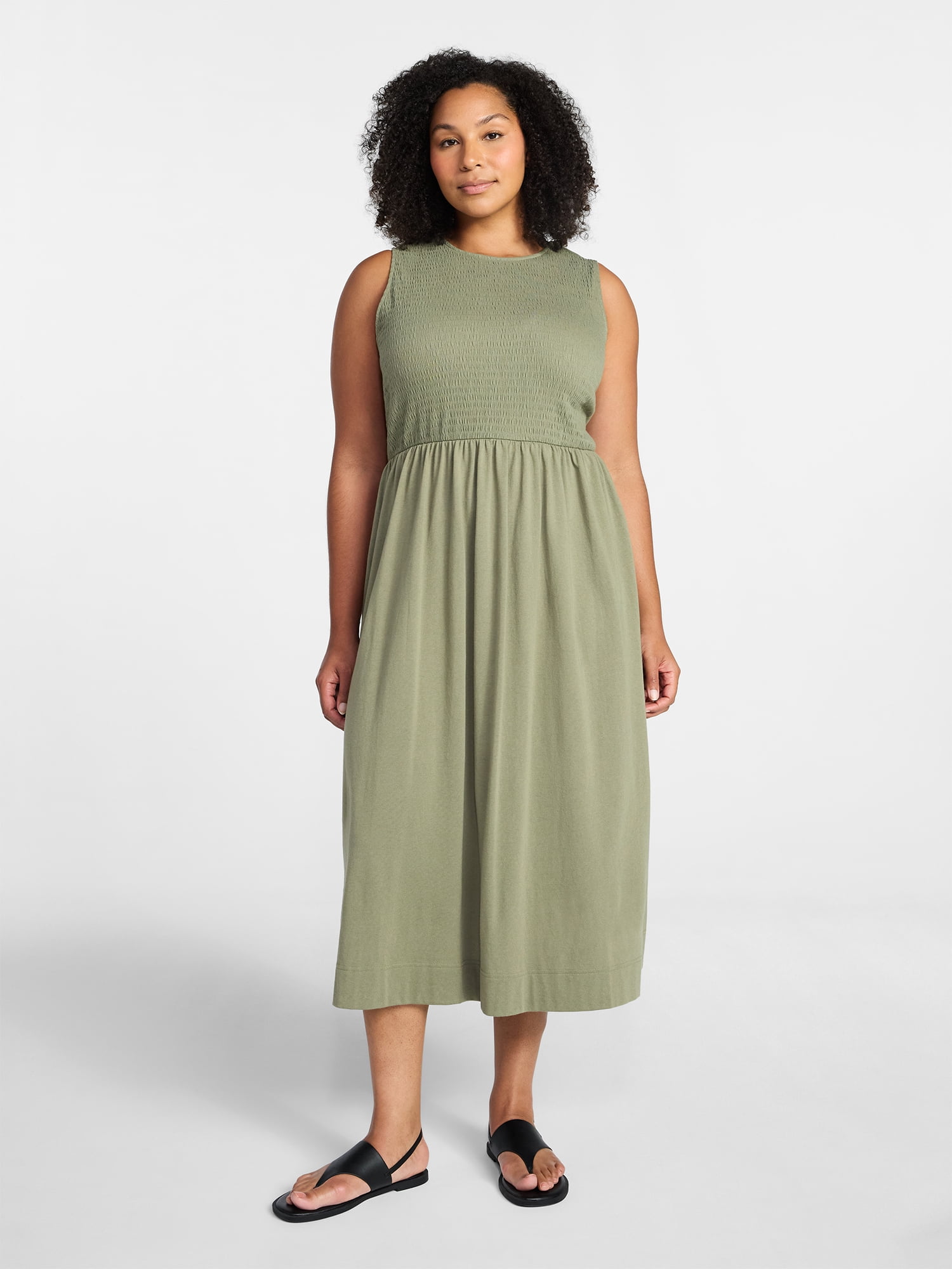 Time and Tru Women's Sleeveless Smocked Knit Dress, Sizes XS-XXXL